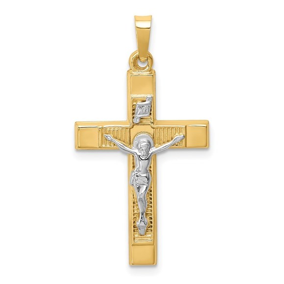 Million Charms 14k Gold Two-tone Hollow Polished Textured...